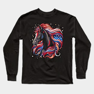 Patriotic Horse Long Sleeve T-Shirt